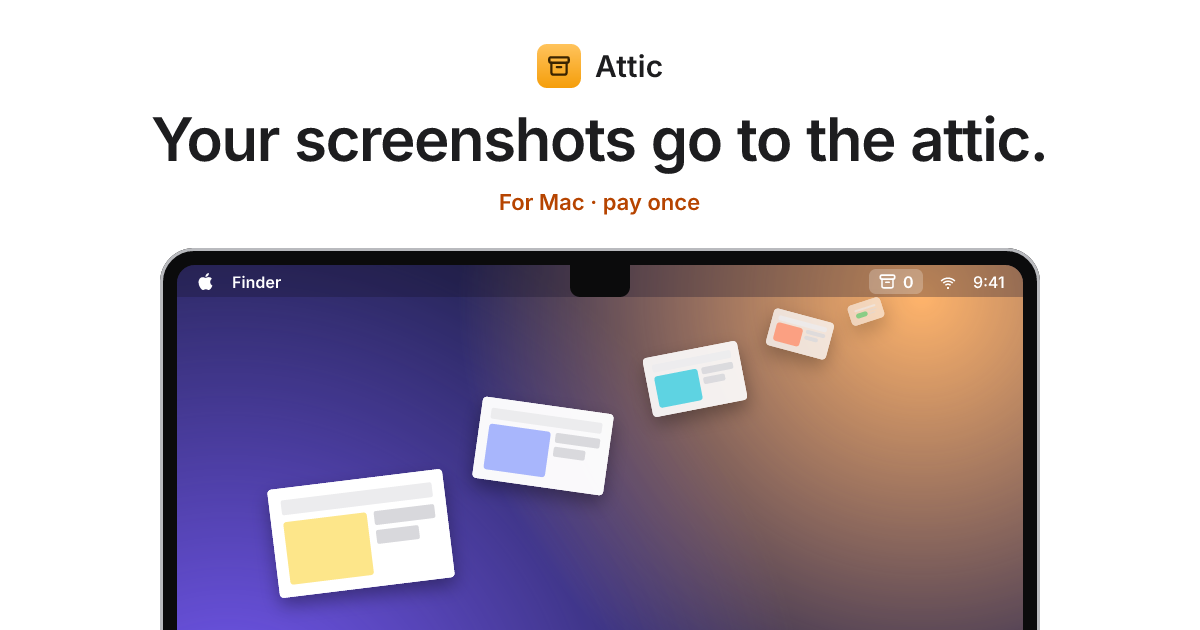 Attic - a Mac menu bar app that puts old screenshots and downloads away. One Reddit post took it fro